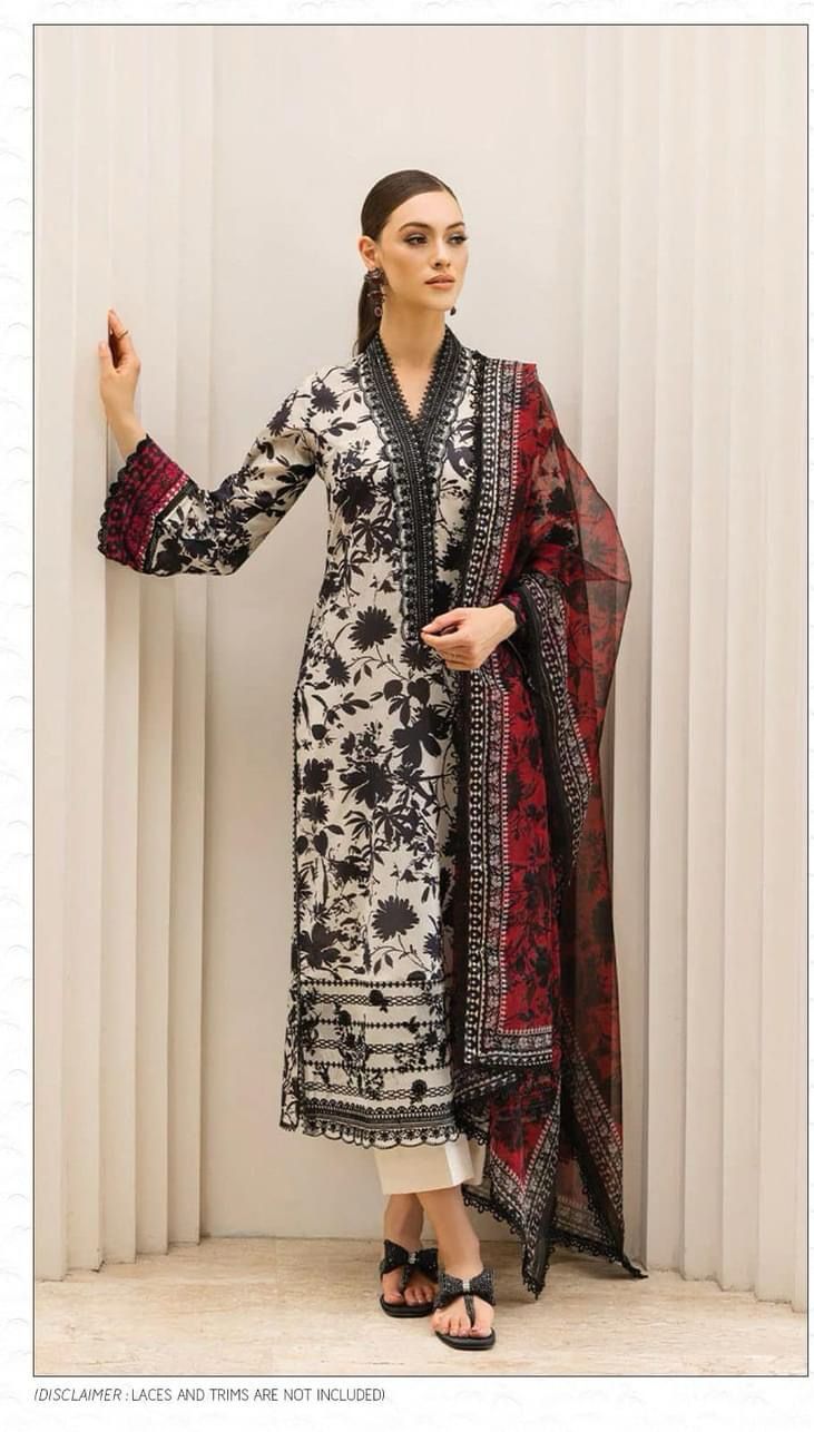 Skin Red Lawn Dupatta