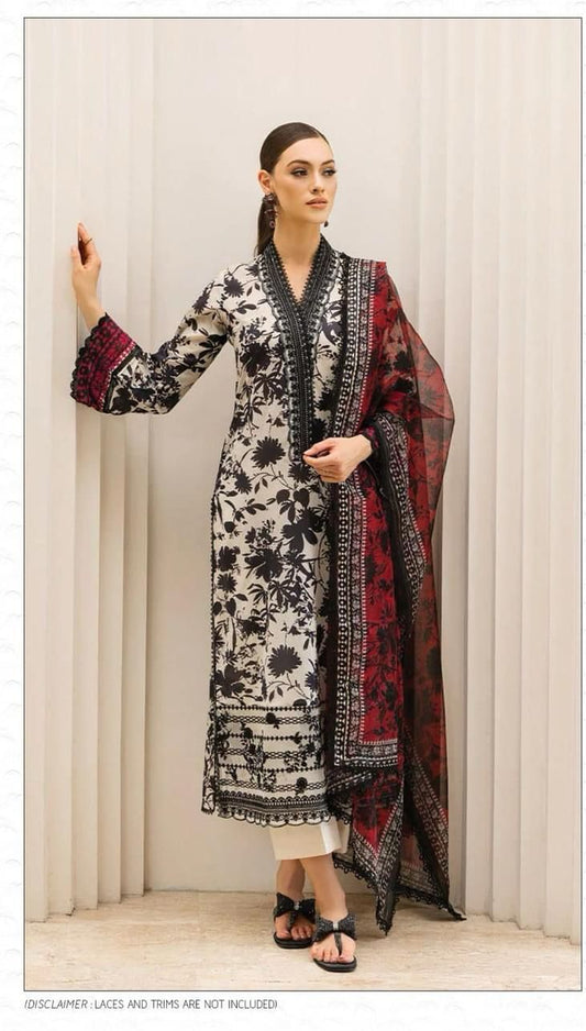 Skin Red Lawn Dupatta