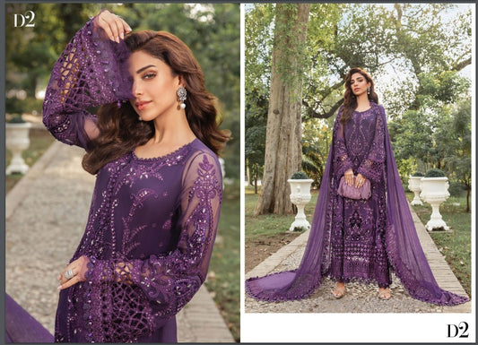 Unstitched Chiffon Embroidered 3 Piece Suit MBC-D24-102