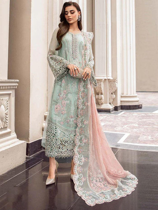 Unstitched Chiffon Embroidered 3 Piece Suit MBD1407